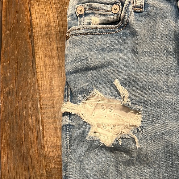 Distressed Blue Flare Jeans - Picture 2 of 4